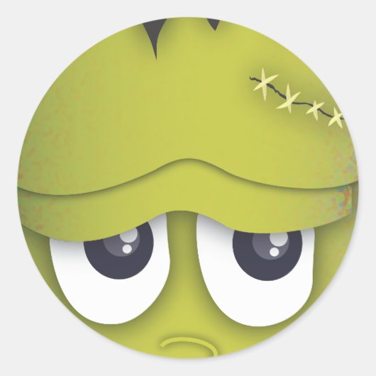Spookes Niedliches Green Monster Kopf Halloween St Runder Aufkleber (Vorderseite)