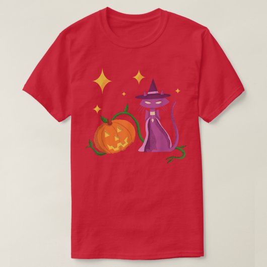 Spookes Niedliches Halloween Hexenkatze und Kürbis T-Shirt (Design vorne)