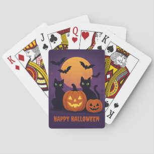 Spookes Niedliches Halloween - Schwarze Katzen und Spielkarten