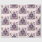 Spookes niedliches Mansion-rosa Muster Geschenkpapier (Flach)