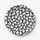 Spookes Niedliches Schwarz-weißes Ghost-Muster Pappteller (Vorderseite)