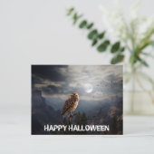 Spookes Owl und Full Moon Halloween Postkarte (Stehend Vorderseite)