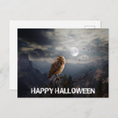 Spookes Owl und Full Moon Halloween Postkarte (Vorne/Hinten)