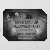 Spookes Schwarz-Weiß-Halloween-Party Einladung (Vorne/Hinten)