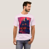Spookes Spuk Haus im Dusk Design T-Shirt (Vorne ganz)