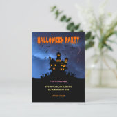 Spookes Spuk Haus mit Fledermäusensturm Einladungspostkarte (Stehend Vorderseite)