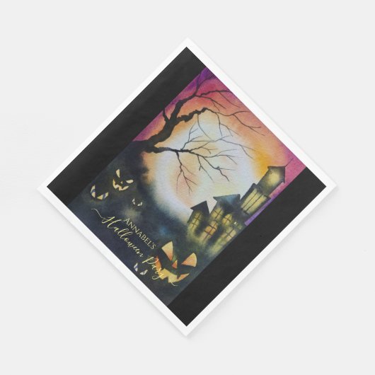 Spookes Spuk Haus personalisiert Serviette (Ecke)