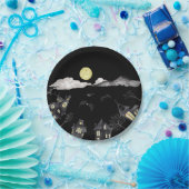 Spookes städtisches WasserfarbenHalloween Pappteller (Party)