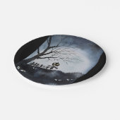 Spookes Szene mit beängstigender Kürbiskopffrache Pappteller (Schrägansicht)