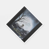 Spookes Szene mit beängstigender Kürbiskopffrache Serviette (Ecke)