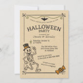 Spookes Vintages Halloween-Party Retro Skelett Einladung (Vorderseite)