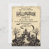 Spookes Vintages Mondlicht Spuk Dunkelnacht Hallow Einladung (Vorderseite)