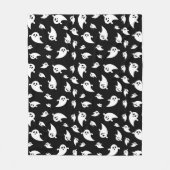 Spookes weißes Geistermuster auf schwarzem Hallowe Fleecedecke (Vorderseite)