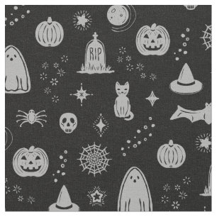 Spookie-Dinge Muster - Kohle + Nebelstoff Stoff