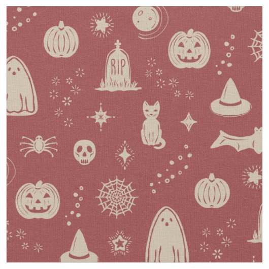 Spookie-Dinge Muster - Ruby + Dove Fabric Stoff (Nahaufnahme)