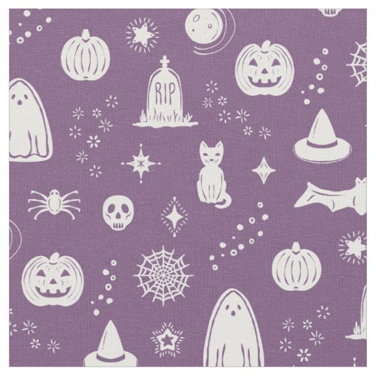 Spookie Things Muster - Pflaume + Schnee Stoff (Nahaufnahme)