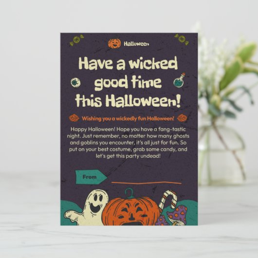 Spookiest Night of the Year Einladung (Stehend Vorderseite)