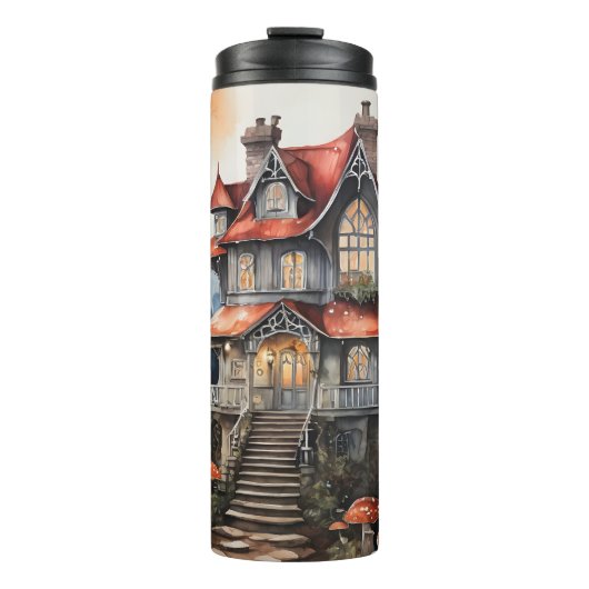 Spookke Hütte Kern Spuk Mushroom House Pastel Thermosbecher (Vorderseite)