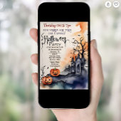 Spookke Kürbis Spuk Hauswasserfarbe Halloween Einladung