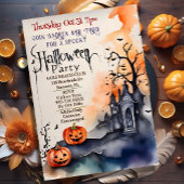 Spookke Kürbis Spuk Hauswasserfarbe Halloween Einladung