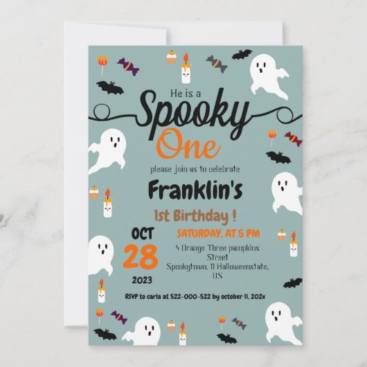 Spookke Kürbiskröten zwischen dem 1. Party Einladung (Vorderseite)