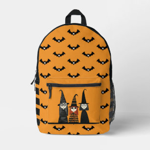 Spookke Niedliche Hexen Burnt Orange & Black Hallo Bedruckter Rucksack