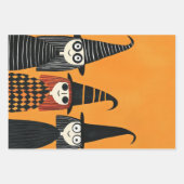 Spookke Niedliche Hexen Burnt Orange & Black Hallo Geschenkpapier Set (Vorderseite)