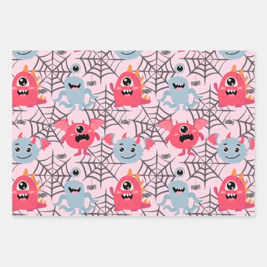 Spookke Niedliche Monster Geschenkpapier Set (Vorderseite)