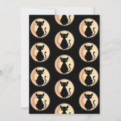 Spookke schwarze Katzengrün Augen mit Mond Hallowe Einladung (Rückseite)