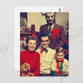 Spookoker Weihnachts-Horror Retro Familienportrait Postkarte (Vorne/Hinten)