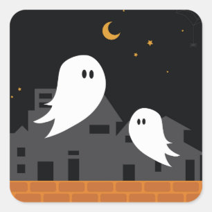 Spookokes Geisterstadt halloween Horror Cartoon Quadratischer Aufkleber