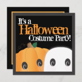 Spookokes Niedliches Kürbis Ghost Halloween-Kostüm Einladung (Vorne/Hinten)