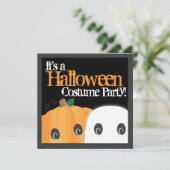 Spookokes Niedliches Kürbis Ghost Halloween-Kostüm Einladung (Stehend Vorderseite)