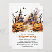 Spookoky Spuk House Pumpkins Kids Halloween-Party Einladung (Vorne/Hinten)