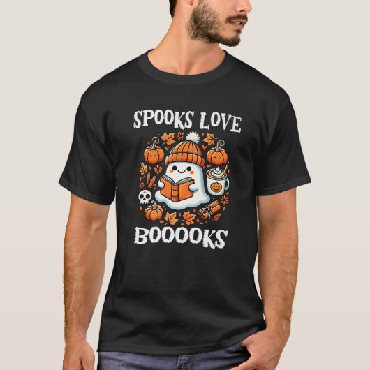 Spooks Liebe Boooks Niedlich Ghost Reading Book Ha T-Shirt (Vorderseite)