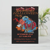 Spooktacular Adult Bloody Ghoul Halloween Einladung (Stehend Vorderseite)