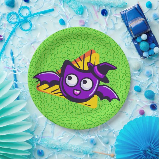 Spooktacular Bats Halloween Plates - Green Pappteller (Party)