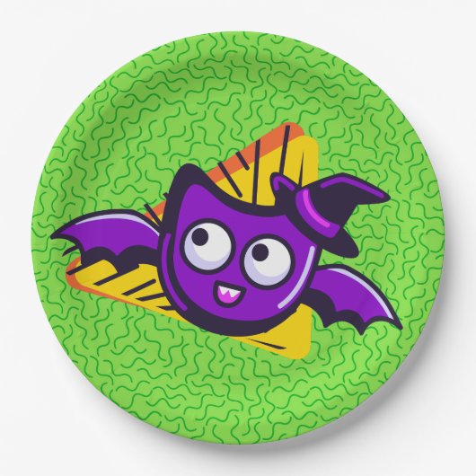 Spooktacular Bats Halloween Plates - Green Pappteller (Vorderseite)