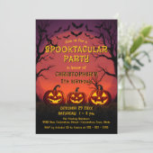 Spooktacular Bats und Jack-O'-Lanterns Halloween Einladung (Stehend Vorderseite)
