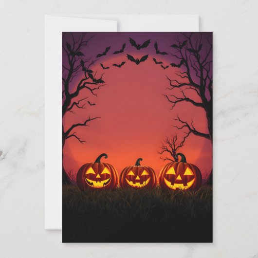 Spooktacular Bats und Jack-O'-Lanterns Halloween Einladung (Rückseite)