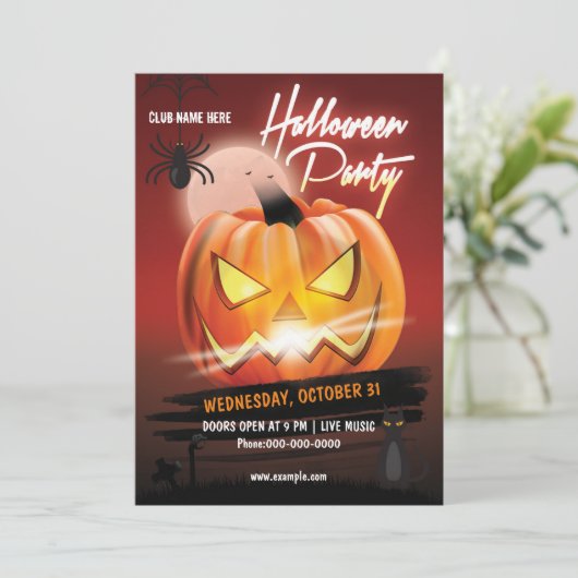 Spooktacular Beängstigend Pumpkin-Halloween-Party Einladung (Stehend Vorderseite)