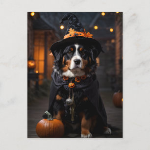 Spooktacular Berner Hund: Ein Halloween-Heuloween Postkarte