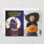 Spooktacular Birthday KIds Halloween with Photo Einladung (Vorderseite)
