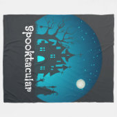 Spooktacular Blau und Schwarz Spuk Haus Fleecedecke (Vorderseite (Horizontal))