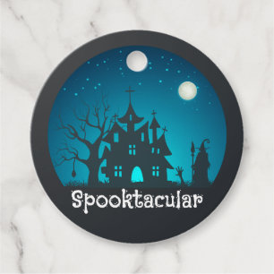 Spooktacular Blau und Schwarz Spuk Haus Geschenkanhänger