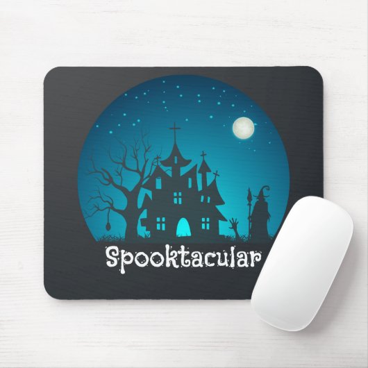 Spooktacular Blau und Schwarz Spuk Haus Mousepad (Mit Mouse)