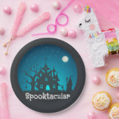 Spooktacular Blau und Schwarz Spuk Haus Pappteller (Party)