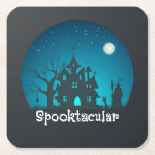 Spooktacular Blau und Schwarz Spuk Haus Rechteckiger Pappuntersetzer (Vorderseite)