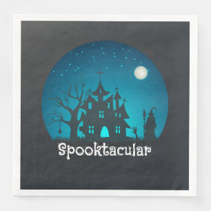 Spooktacular Blau und Schwarz Spuk Haus Serviette