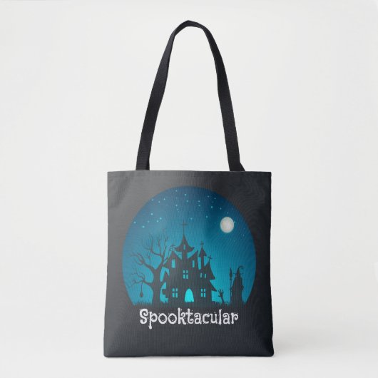 Spooktacular Blau und Schwarz Spuk Haus Tasche (Vorderseite)